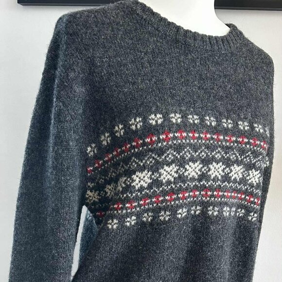 Jacob Charcoal Shetland Wool Vintage Fair Isle Knit Crewneck Sweater – US L - Picture 4 of 12